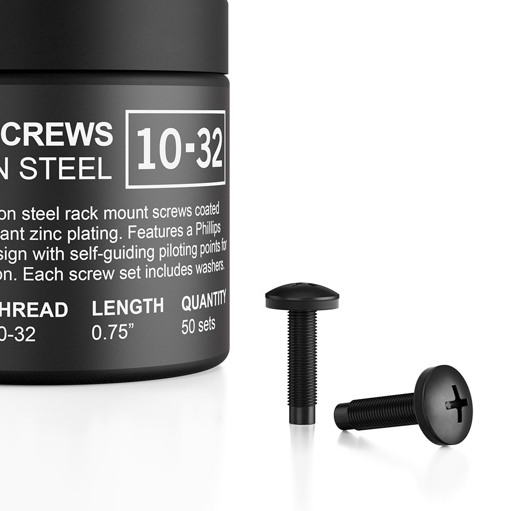 AC Infinity Carbon Steel 10/32 Rack Screws and Nylon Washers. 50-Piece Set for Equipment Server Racks, enclosures, and cabinets