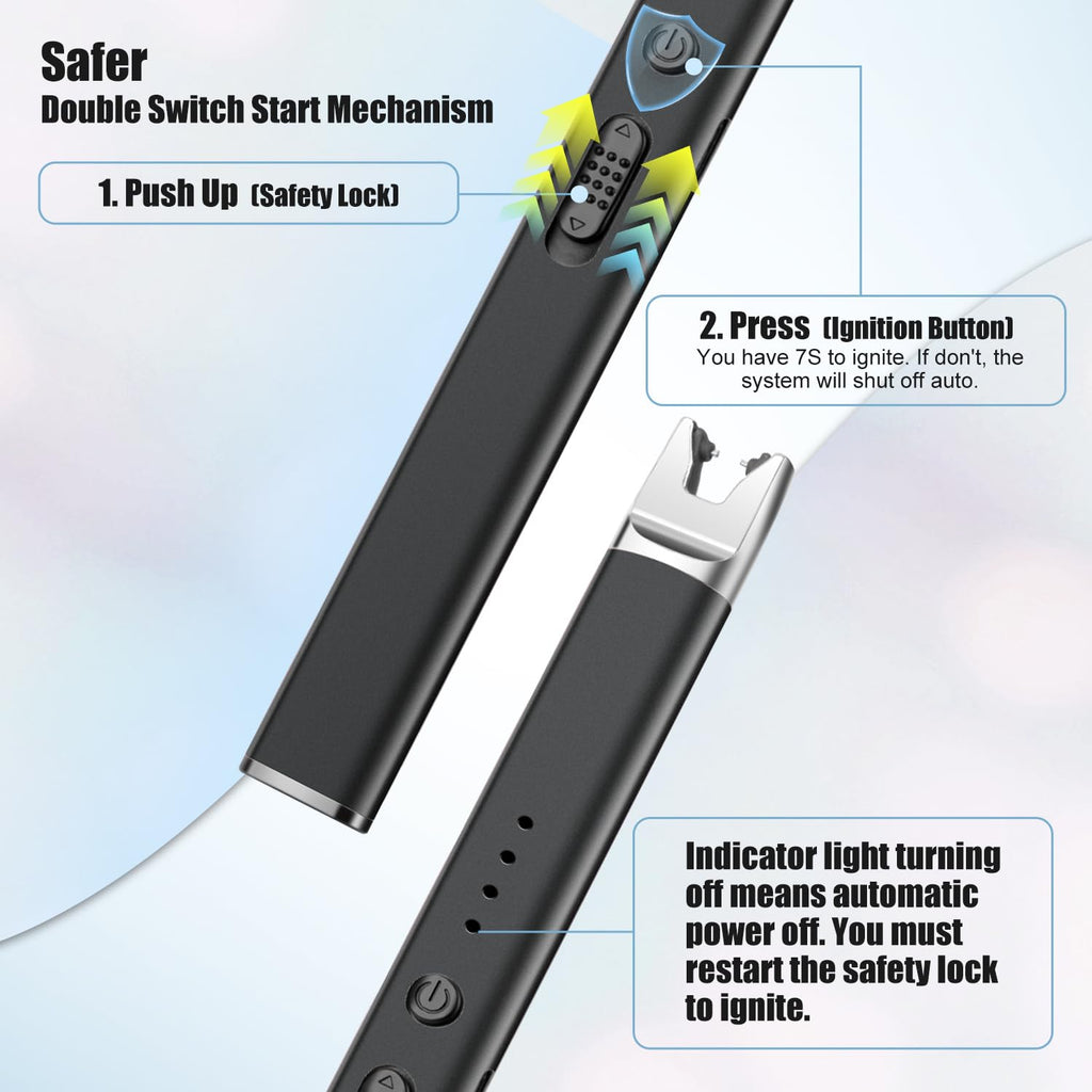 3 Pack Electric Candle Lighter Long Reach, BBQ Lighter USB C Rechargeable, Electronic Windproof Arc Plasma Lighter for Outdoors, Camping, Hiking and Campfire