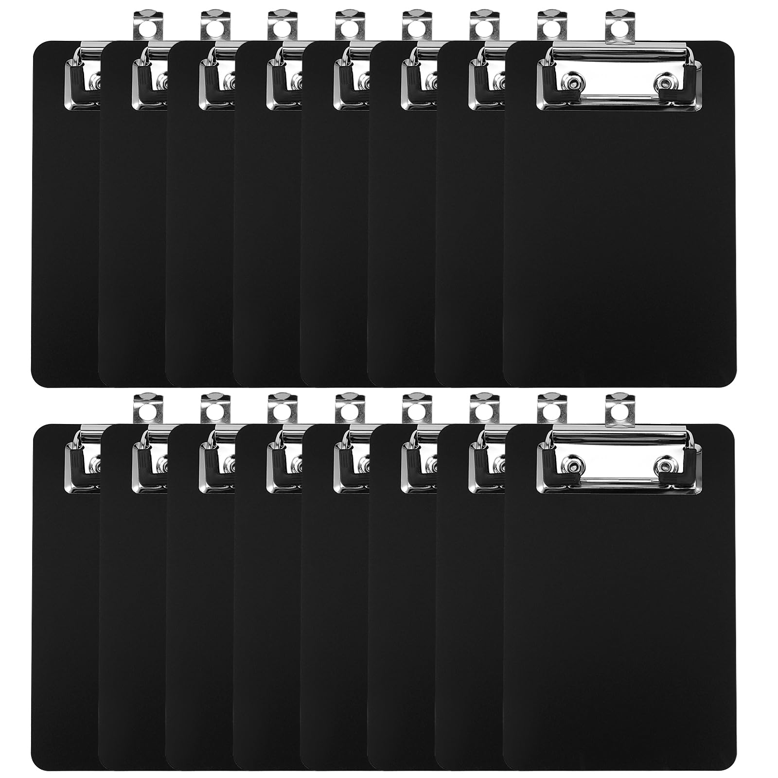 MUKLEI 16 Pack 4 x 6 Inch Black Mini Clipboards, Memo Small Clipboards Low Profile Clip, Cute Plastic Clipboard Pocket Clipboard for Classrooms, Restaurants, Offices