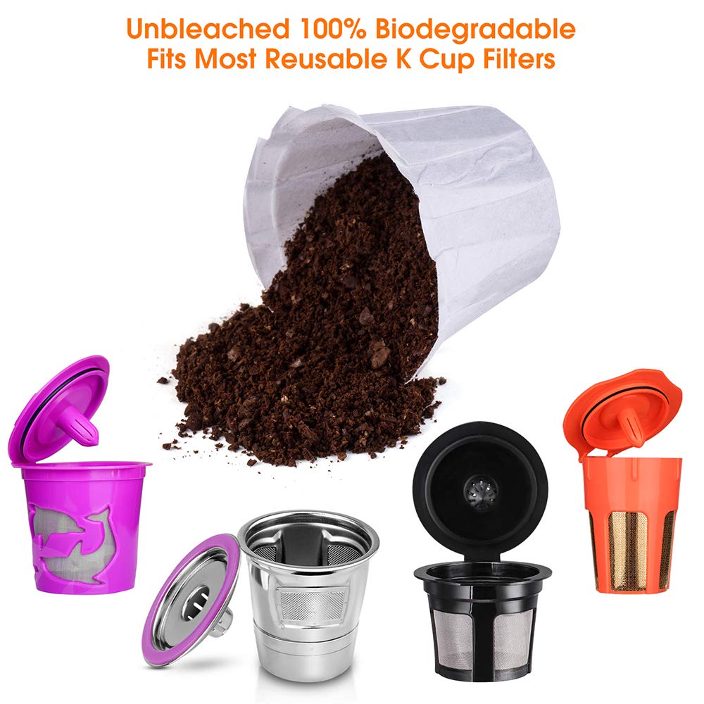Reusable K Cups with Paper Filters Set, Including 4 Pack K Cups and 100 PCS Coffee Filters for Keurig 1.0 and 2.0 Brewers, Paper Filters Fit Reusable K-Cup Pods
