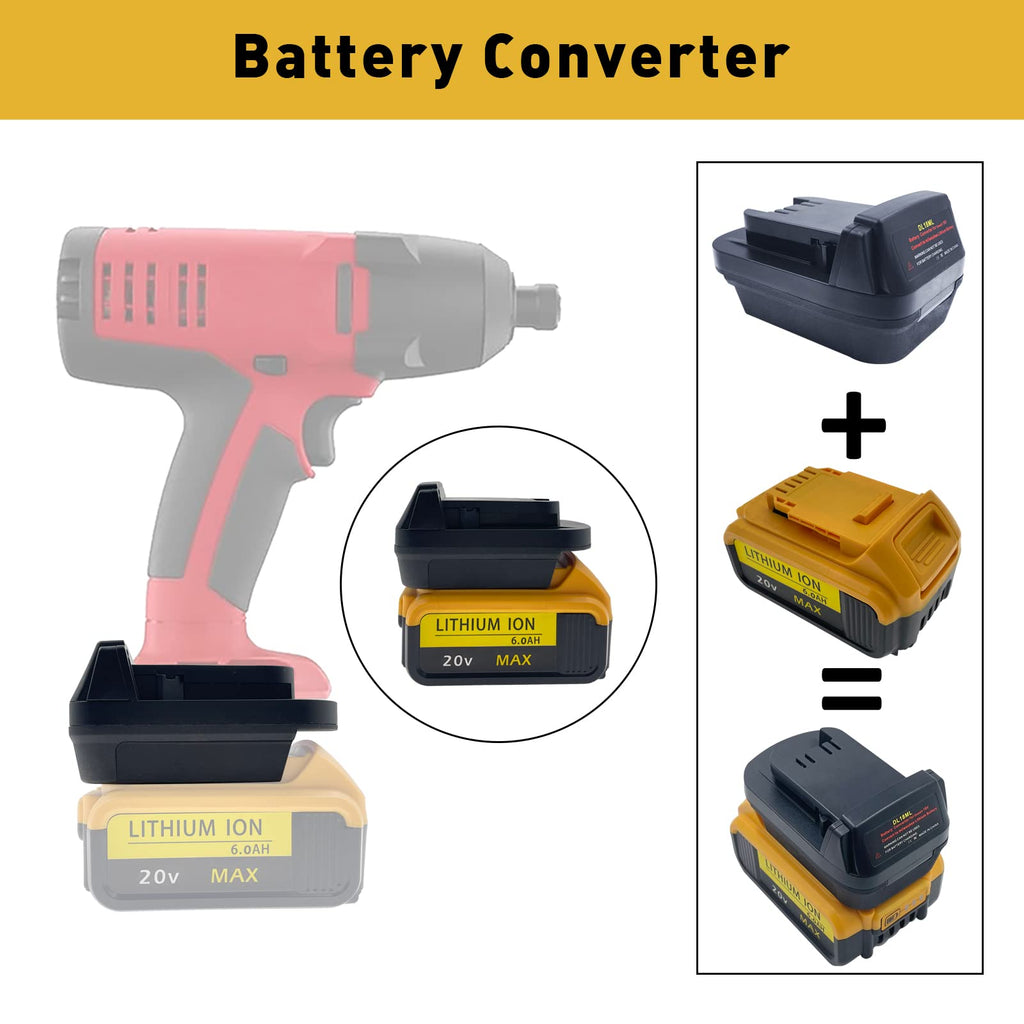DL18ML Battery Adapter for Milwaukee 18V Cordless Power Multitool,Convert for Dewalt 20V MAX Li-ion Battery DCB200 to for Milwaukee 18V M18 Lithium-Ion Battery Adapter