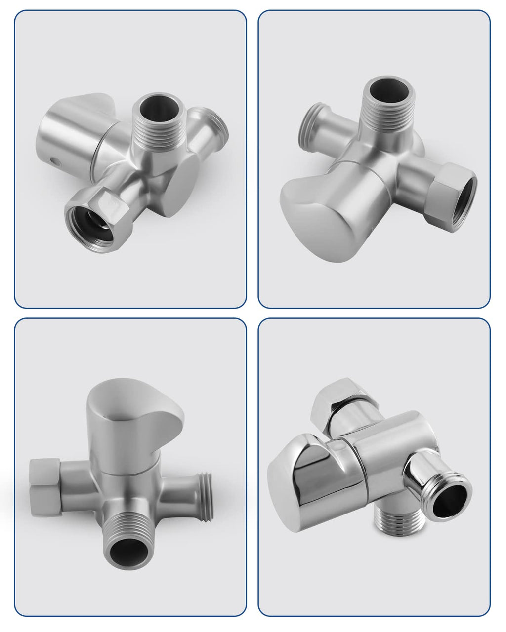 Hibbent All Metal Solid Brass Shower Arm 3-Way Diverter Valve for Hand Shower and Fixed Shower Head, G1/2'' Shower Arm T Adapter, Bathroom Universal Shower System Replacement Part, Chrome