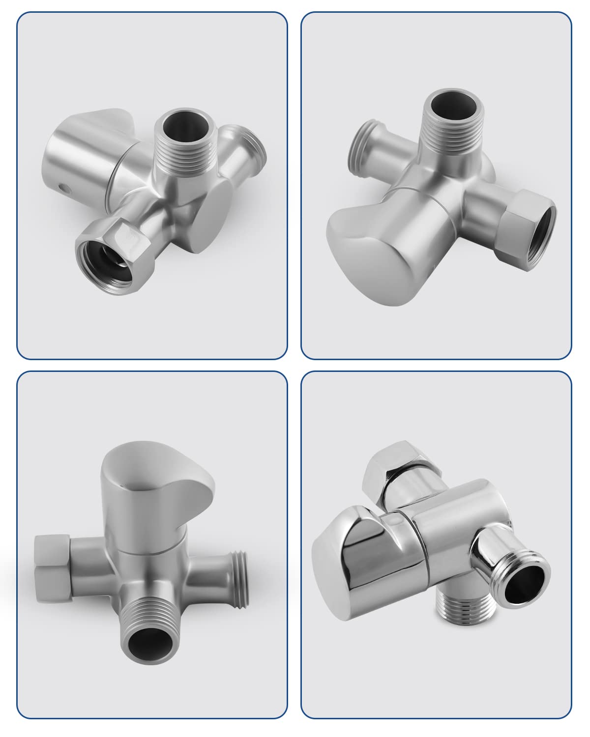 Hibbent All Metal Solid Brass Shower Arm 3-Way Diverter Valve for Hand Shower and Fixed Shower Head, G1/2'' Shower Arm T Adapter, Bathroom Universal Shower System Replacement Part, Chrome