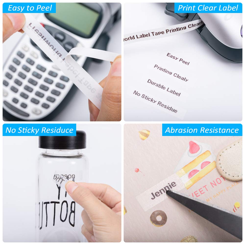 Freshworld 5-PK Compatible with Dymo Letratag Refills Clear 12mm x 4m (1/2'' x 13') Replace for Dymo Label Maker Refill Clear Plastic Labe Maker Tape 16952 for LT-200B 100H 100T Plus QX50 XR XM 2000