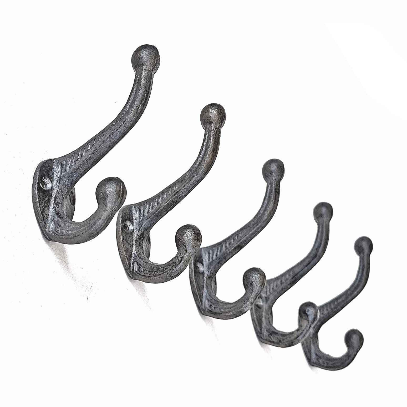 Ambipolar Decorative Rustic Cast Iron, Wall Mounted Coat Hooks (Set of 5) Vintage Inspired, Modern Farmhouse, Coats, Bags, Hats, Towels (Antique Black)