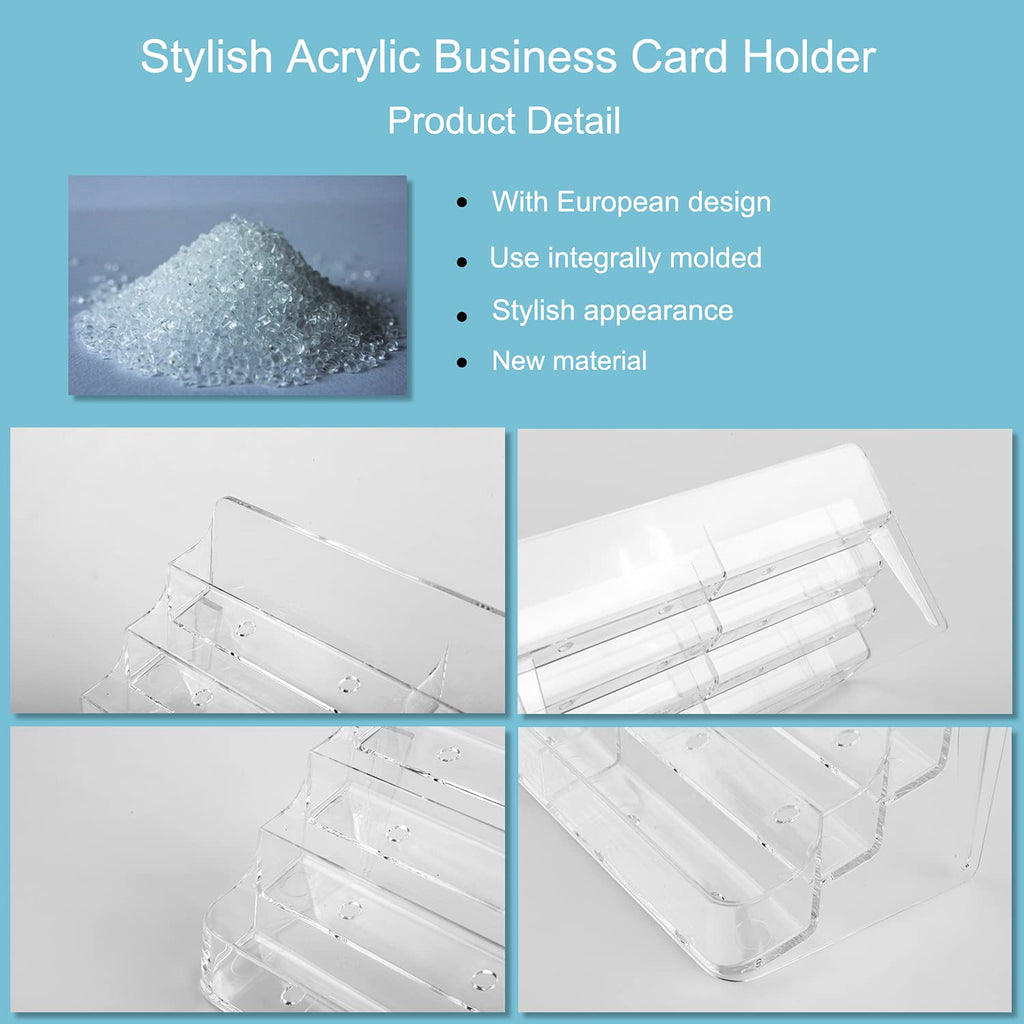 Gowall Business Card Holder, 8 Pocket Acrylic Business Card Holder for Desk Clear Business Card Stand Desktop Business Card Holders Plastic Business Card Display for Exhibition, Home and Office, 2 PCS