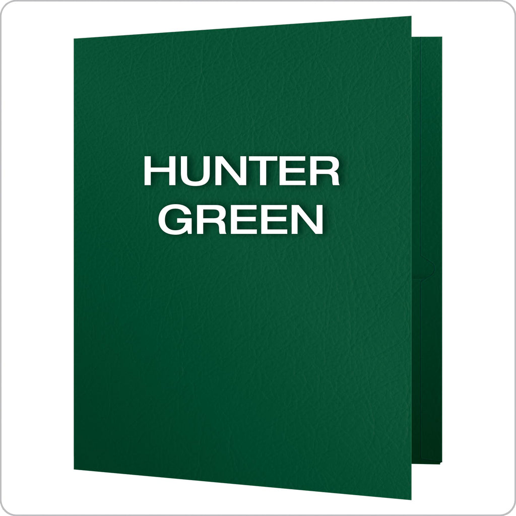 Oxford Twin Pocket Hunter Green Leatherette-Grained Portfolios 25 Count (57556)