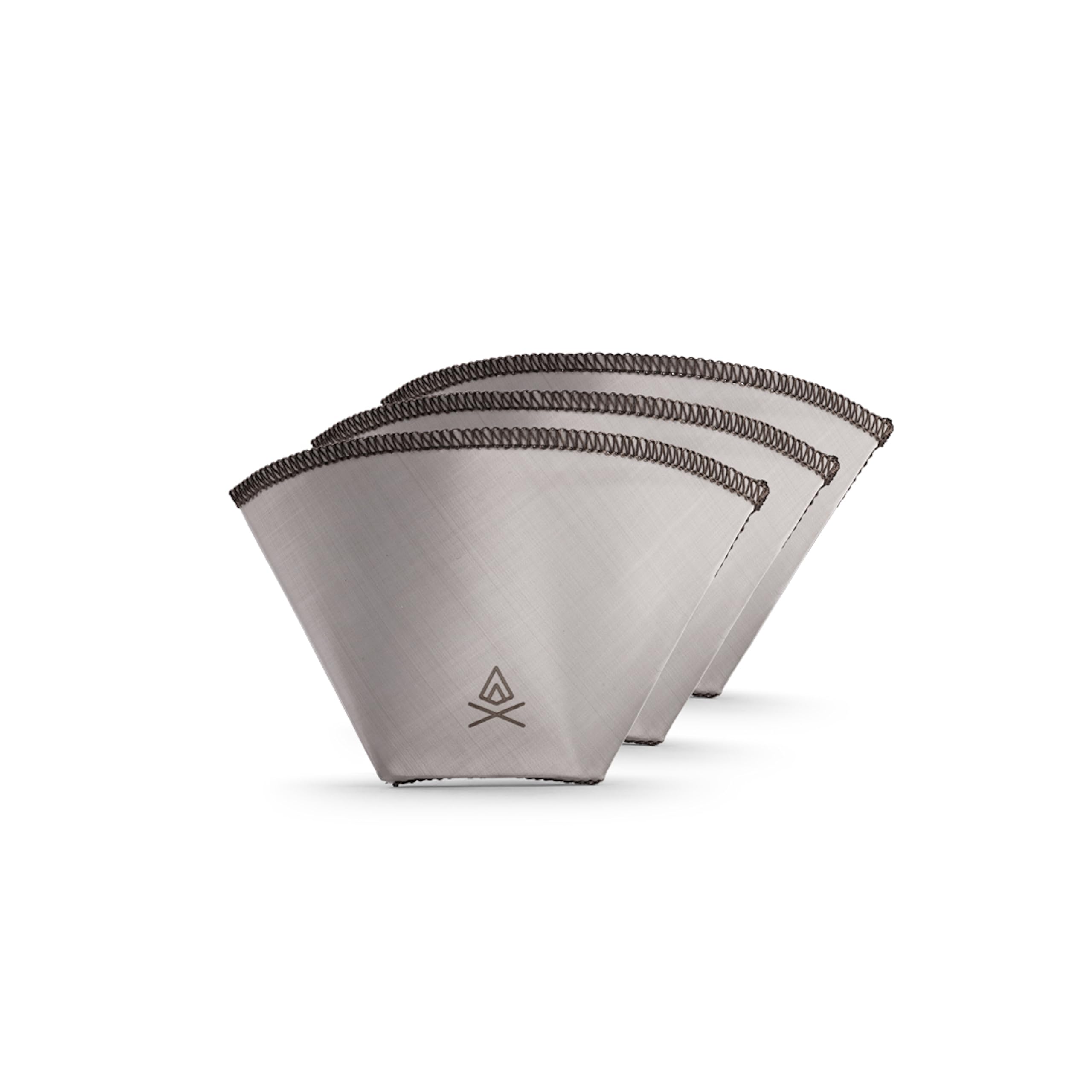 VSSL Nest Reusable #1 Stainless Steel Mesh Coffee Filter, Transportable and Compact, Perfect for Camping, Hiking, Adventure, Travel, Eco Friendly, Compatible with Any Cone Pour Over System, Pack of 3