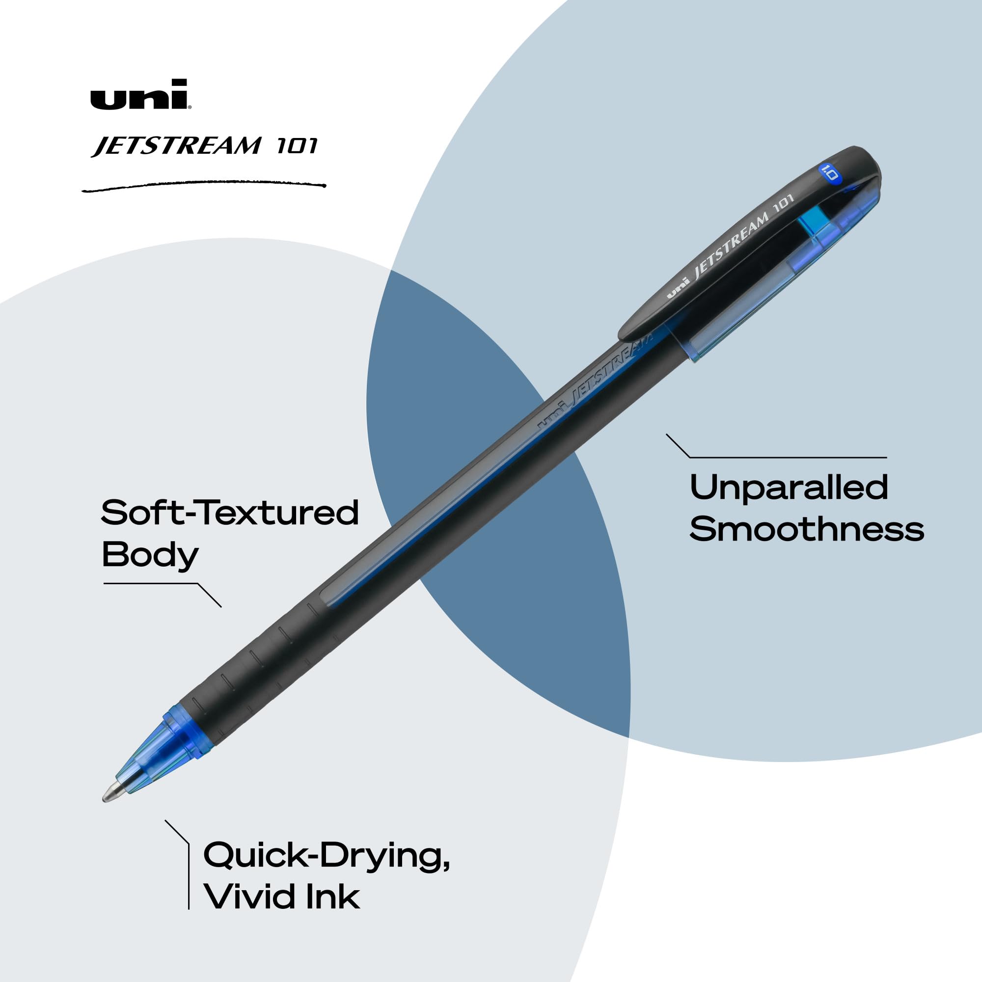 uni-ball Jetstream Rollerball, 101 Stick Roller Ball Pen Bold-1.0mm, 12 Pack, Blue Ink (1768012)