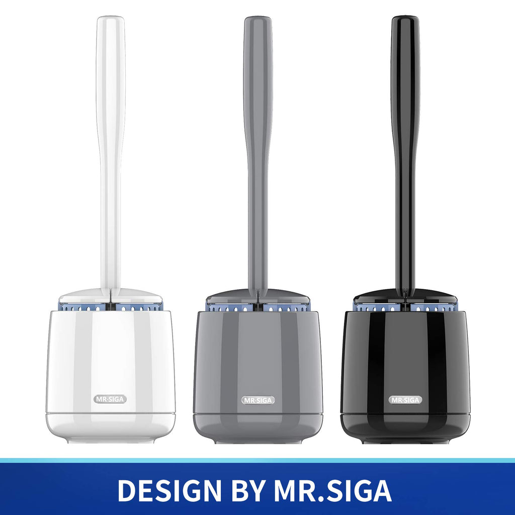 MR.SIGA Premium Toilet Bowl Brush and Holder with Solid Handle and Durable Bristles for Bathroom Cleaning, Black, 1 Pack
