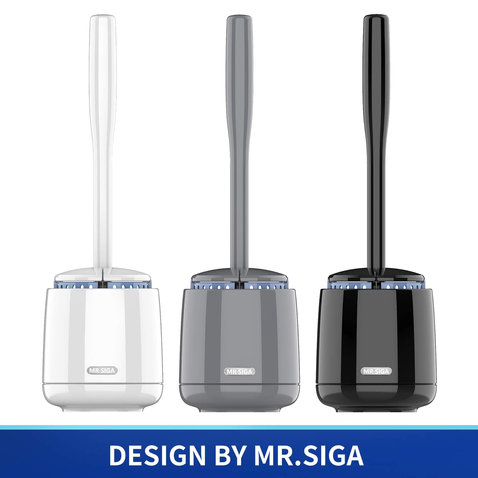 MR.SIGA Premium Toilet Bowl Brush and Holder with Solid Handle and Durable Bristles for Bathroom Cleaning, Black, 1 Pack
