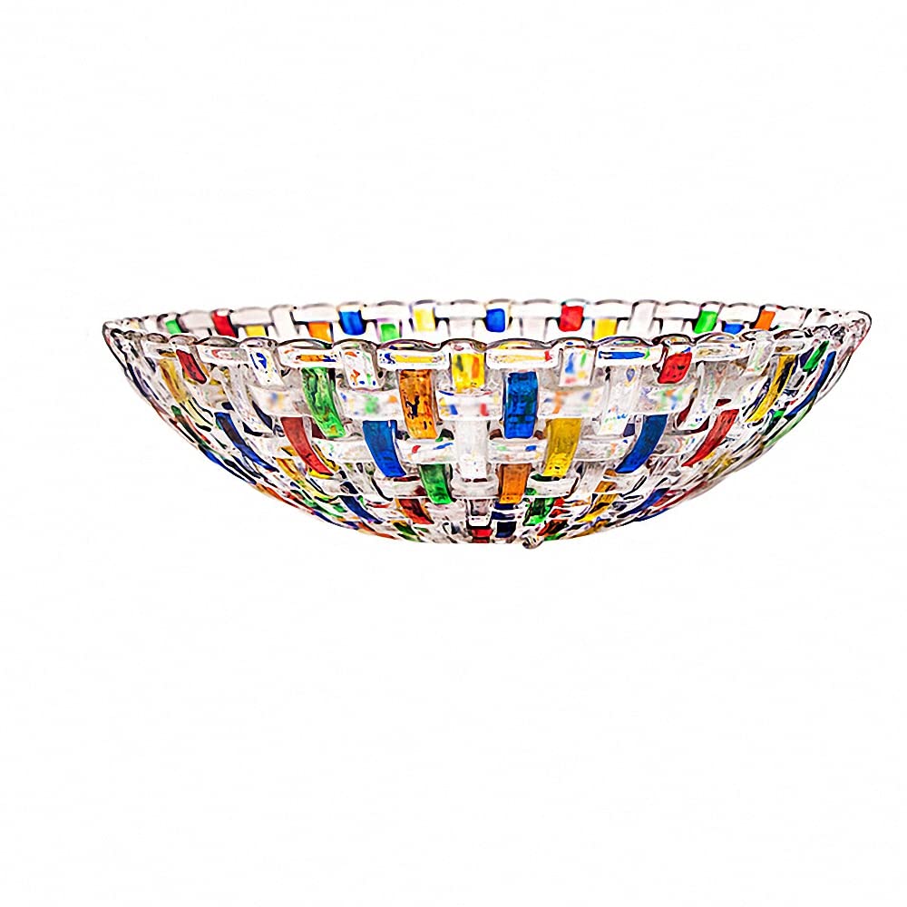 Hand Painted Colorful Woven Glass Crystal Salad & Fruit Bowl Decoration,Centerpiece for Home,Office,Wedding Decor, Fruit, Snack, Dessert, Server
