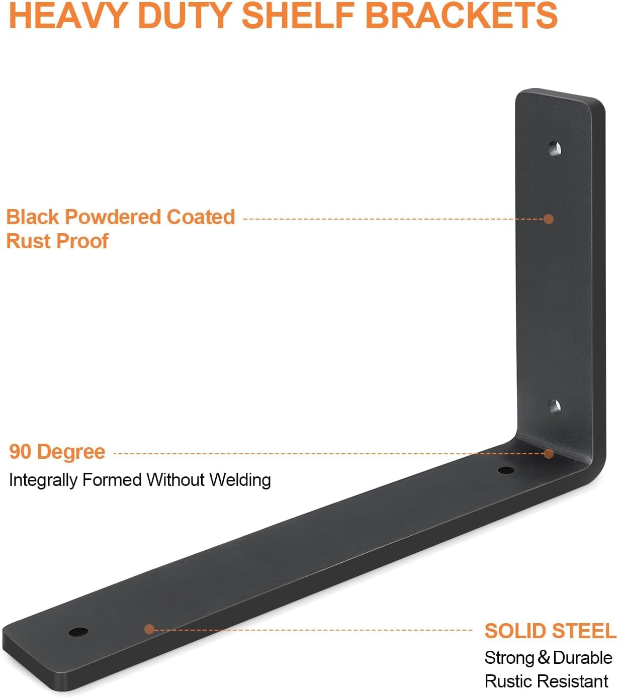Heavy Duty Shelf Brackets (4 Pack) 6" x 4", Black L Brackets for Shelves-Max Load 150 LBS Shelf Hardware Bracket, Rustic Industrial Floating Shelf Brackets Iron for Wood Floating Shelf