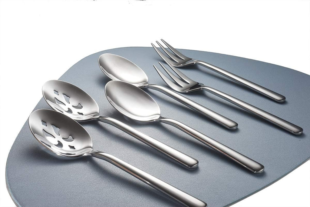 Serving Spoon x 2,Slotted Serving Spoon x 2,Serving Forks x 2,RTT 9 Inch Stainless Steel Catering Serving Utensils for Party Buffet Dinner Banquet Cooking Kitchen Basics,Mirror Finish Flatware