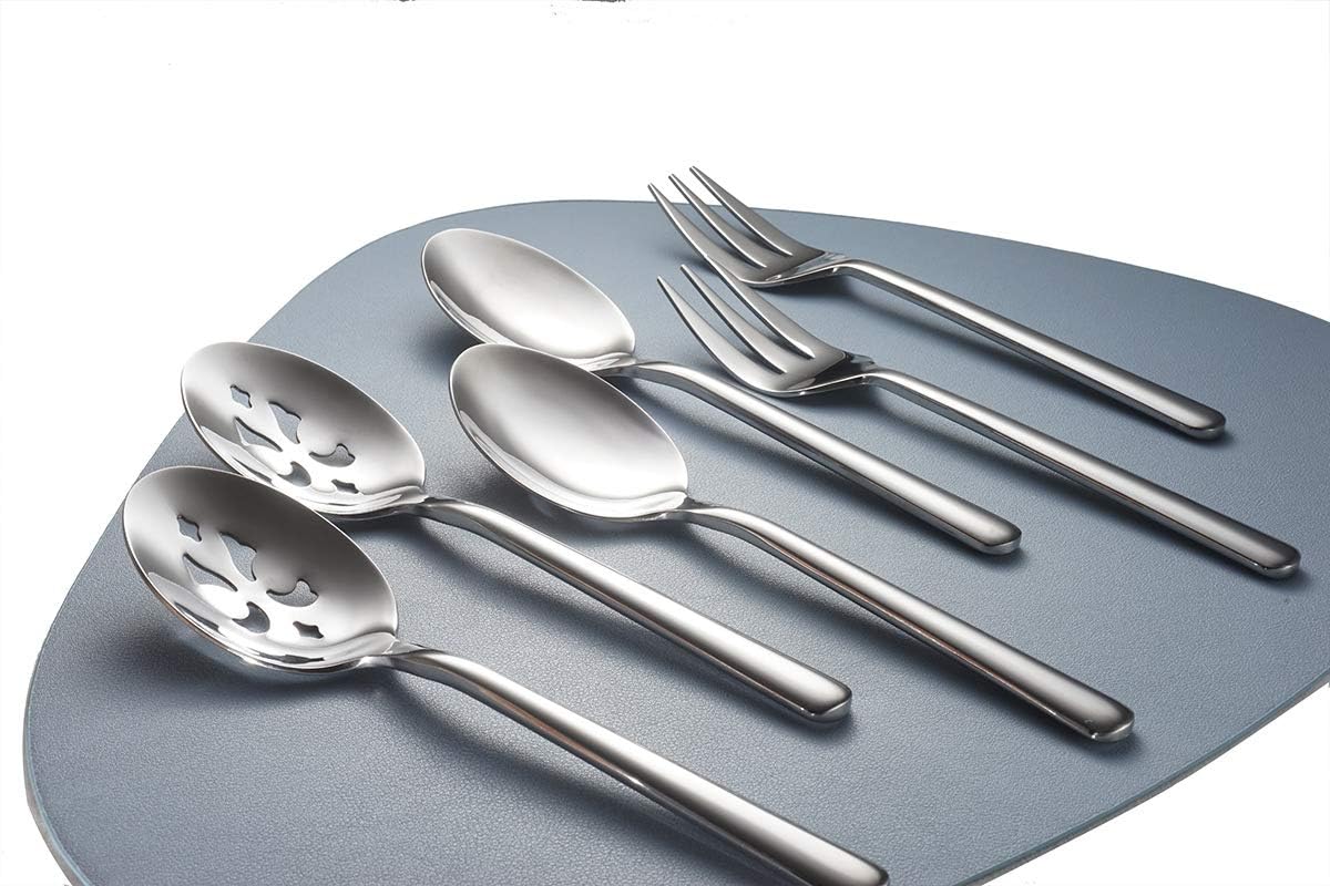 Serving Spoon x 2,Slotted Serving Spoon x 2,Serving Forks x 2,RTT 9 Inch Stainless Steel Catering Serving Utensils for Party Buffet Dinner Banquet Cooking Kitchen Basics,Mirror Finish Flatware