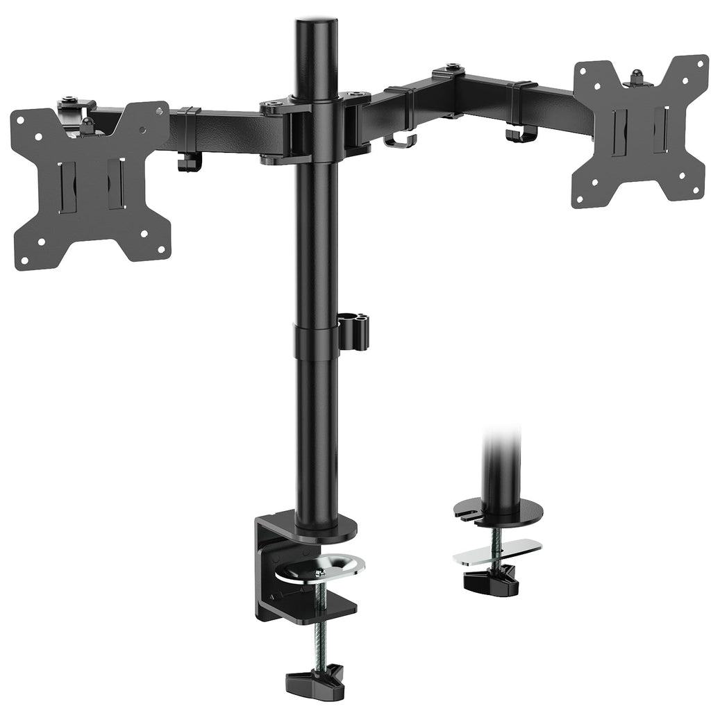 WALI Dual Monitor Arm for 13-27 inch Screens, Monitor Arms for 2 Monitors Holds up to 22 lbs Each, Fully Adjustable Dual Monitor Mount with Swivel Tilt Rotation, 75x75/100x100mm (M002), Black
