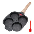 Nonstick Egg Pan, Egg Frying Pan 4 Cups Pancake Pan for Breakfast, Fried Egg Pan Suitable for Gas & Induction (Black)