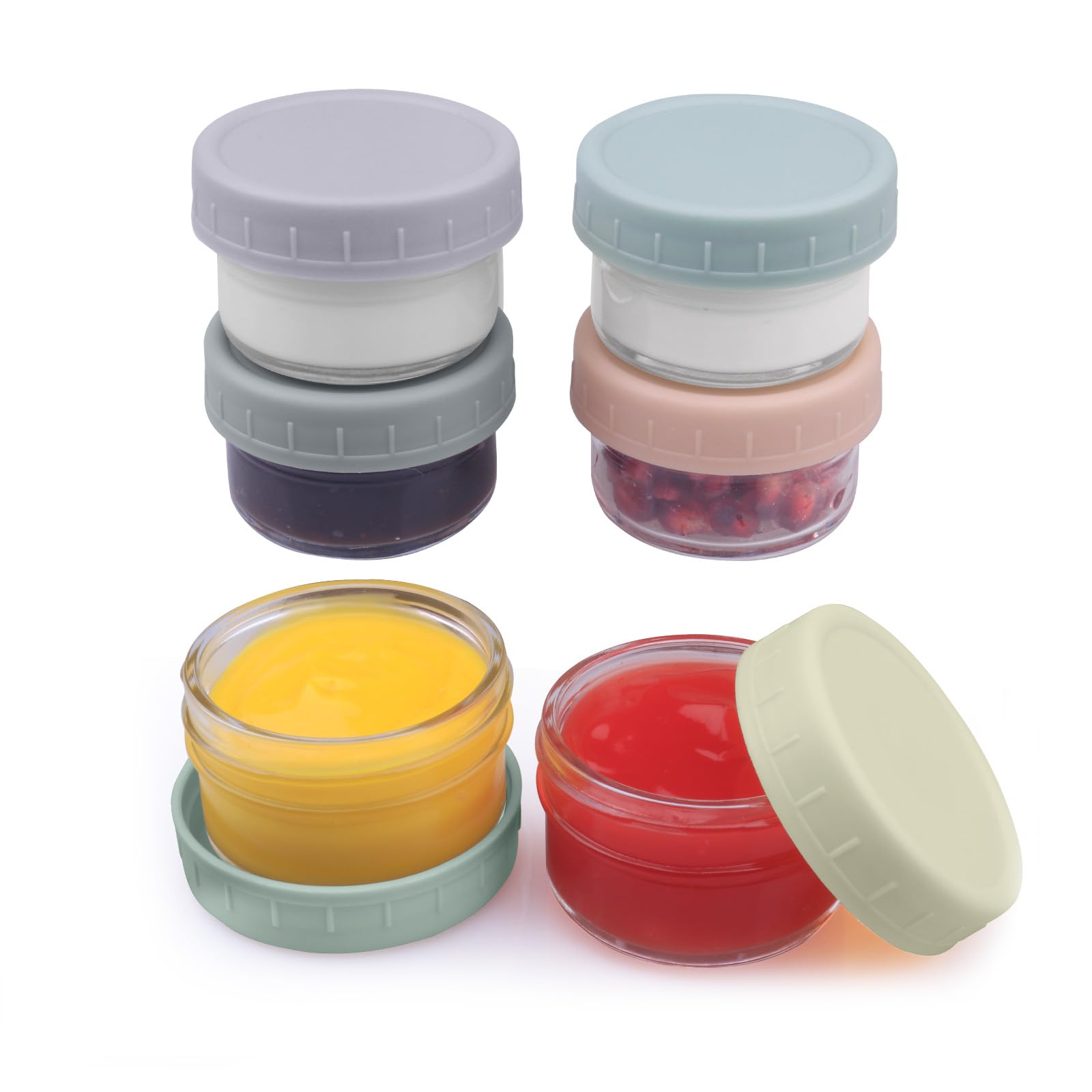 SunMine 6 Pack Salad Dressing Containers To Go 1.7oz Glass Dressing Containers with Lids Small Sauce Cups Mini Condiment Dip Jars for Lunch Box Work Trip