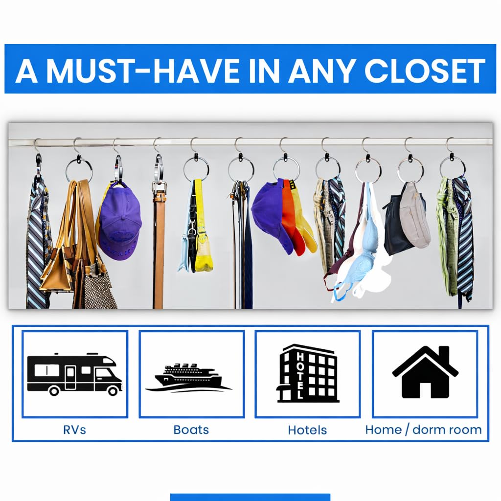 Rolly Hanger® Closet Space Saver – Premium Rotating Aluminum Organizer for Belts, Ties, Hats & Handbags – Heavy Duty 360° Swivel – Declutter & Maximize Storage (1 Pack)