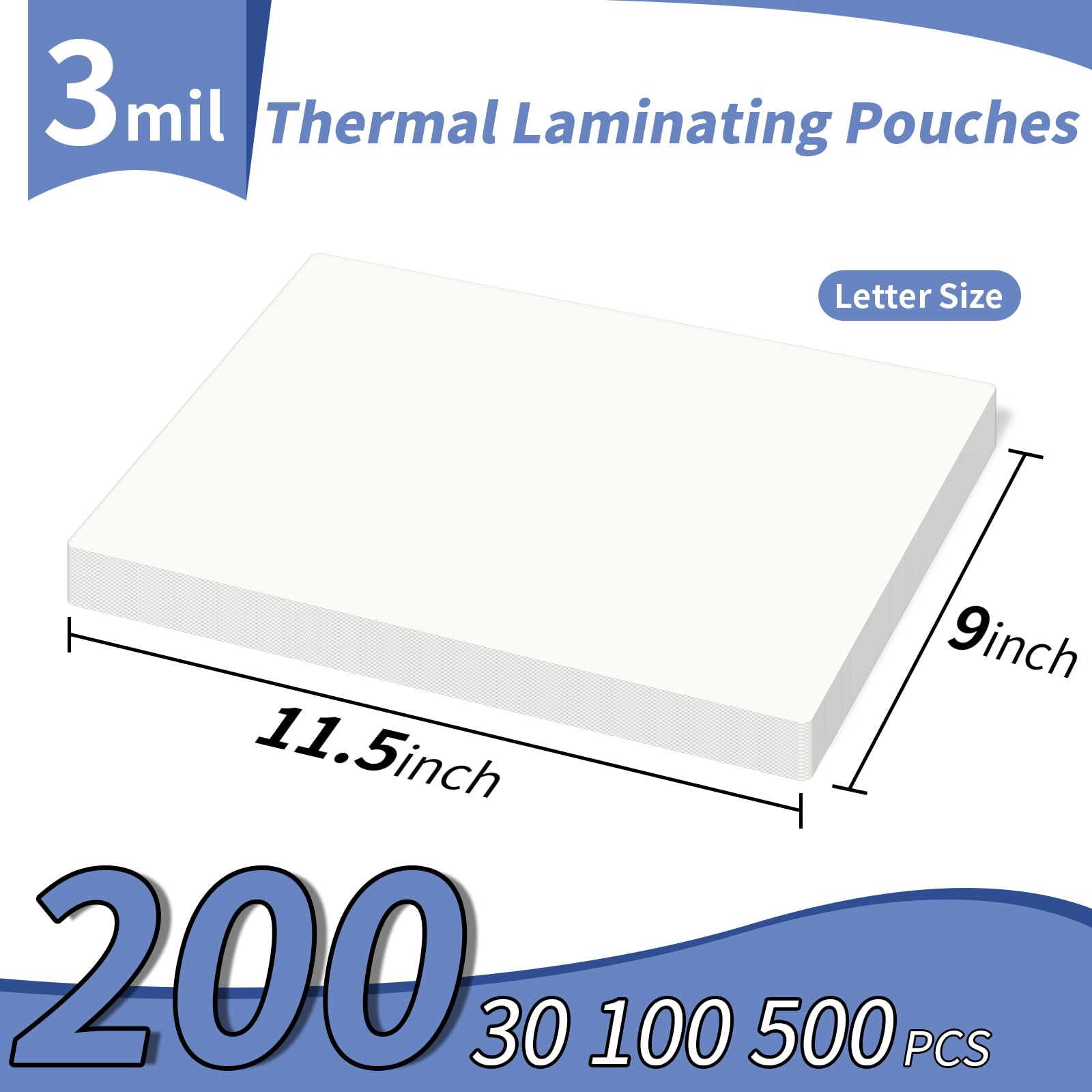 PAPRMA 3-MiL Laminating Sheets 200 Packs, Laminate Pouches Holds 8.5-x-11-inch Sheet, Clear Thermal Laminator Paper 9-x-11.5-inch