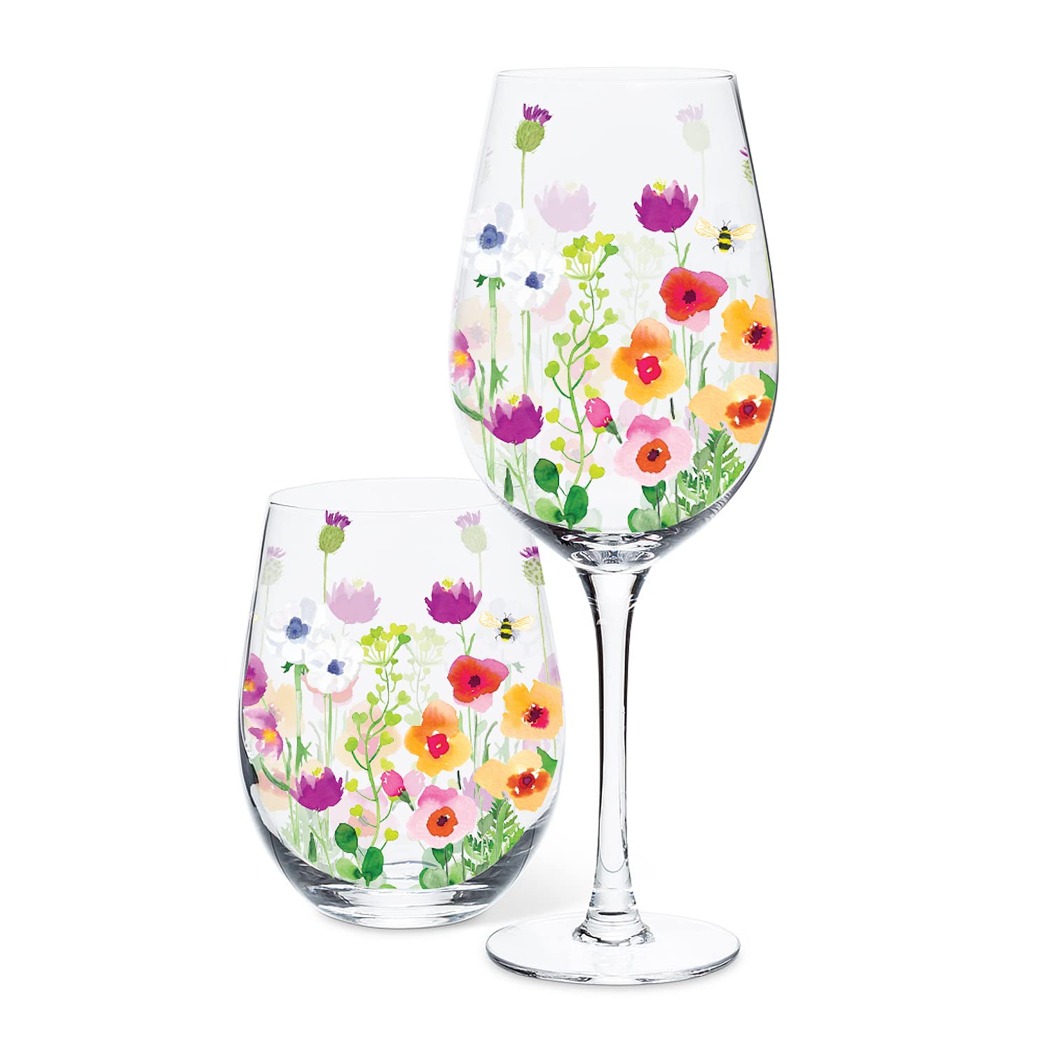 Abbott Collection Bee Garden Goblet-9.5" H