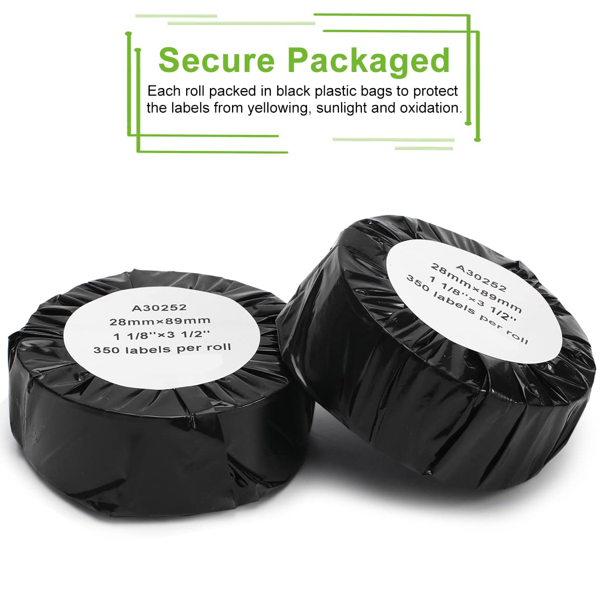 MarkDomain 30252 Compatible with DYMO 30252 1-1/8" x 3-1/2" (28 x 89 mm) Return Address Barcode Shipping Labels, Work with DYMO Label Writer 450, 450 Turbo, 4XL Label Printers, White, 10 Rolls of 350