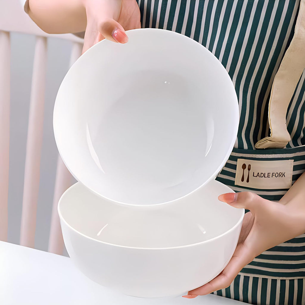Dyware 60 oz Large Soup Bowl, Pho Bowls, 8-Inch Off-White Porcelain Bowls Set of 3, Perfect for Hearty Meals and Serving