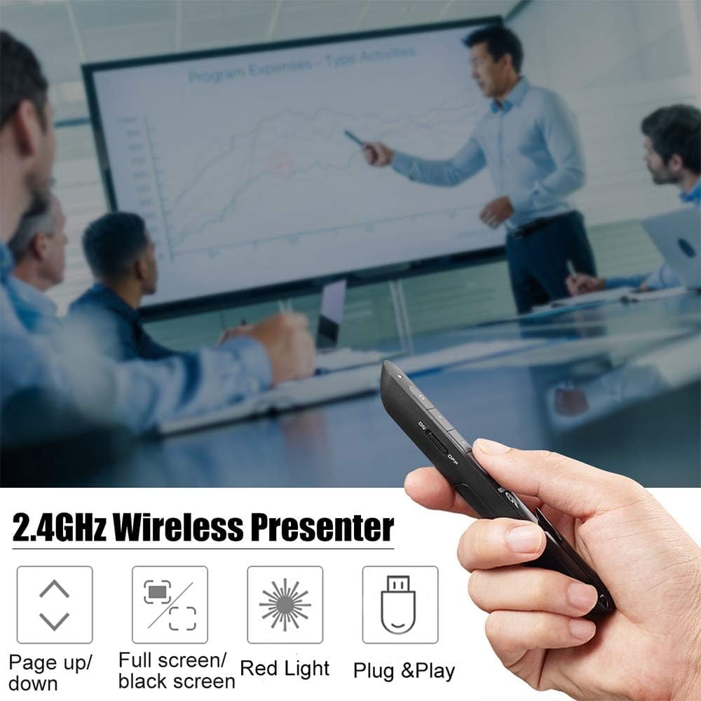 LNKOO Wireless Presenter, RF 2.4GHz Powerpoint PPT Clicker Presentation Remote Slides Show Advance Control Flip Pen