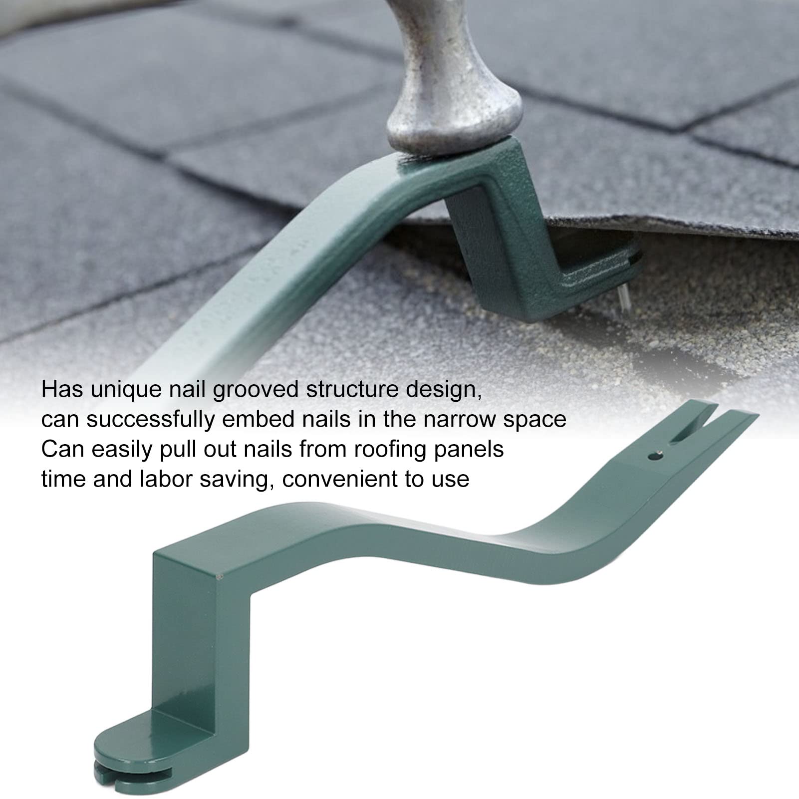 Roof Snake Tool, 2 in 1 29.7cm High Carbon Steel Professional Heavy Duty Shingle Removal Tool Shingle Nail Installer Quickly Pull and Insert Nails, Roof Shingle Nail Puller Shingle Pry Bar for Roofers