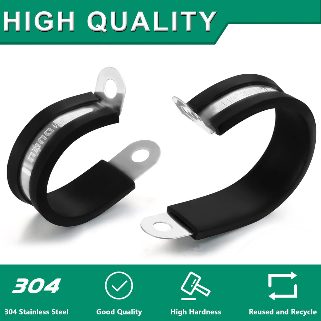 OURU 30pcs 1/2 Inch Stainless Steel Cable Clamps,Rubber Coated Cushioned Insulated Cable Clamp,Automotive Cable Wire Clamps,Pipe Clamps,Metal Clamp for Tube,Lines,Wire Cord Installation(Black,13mm)