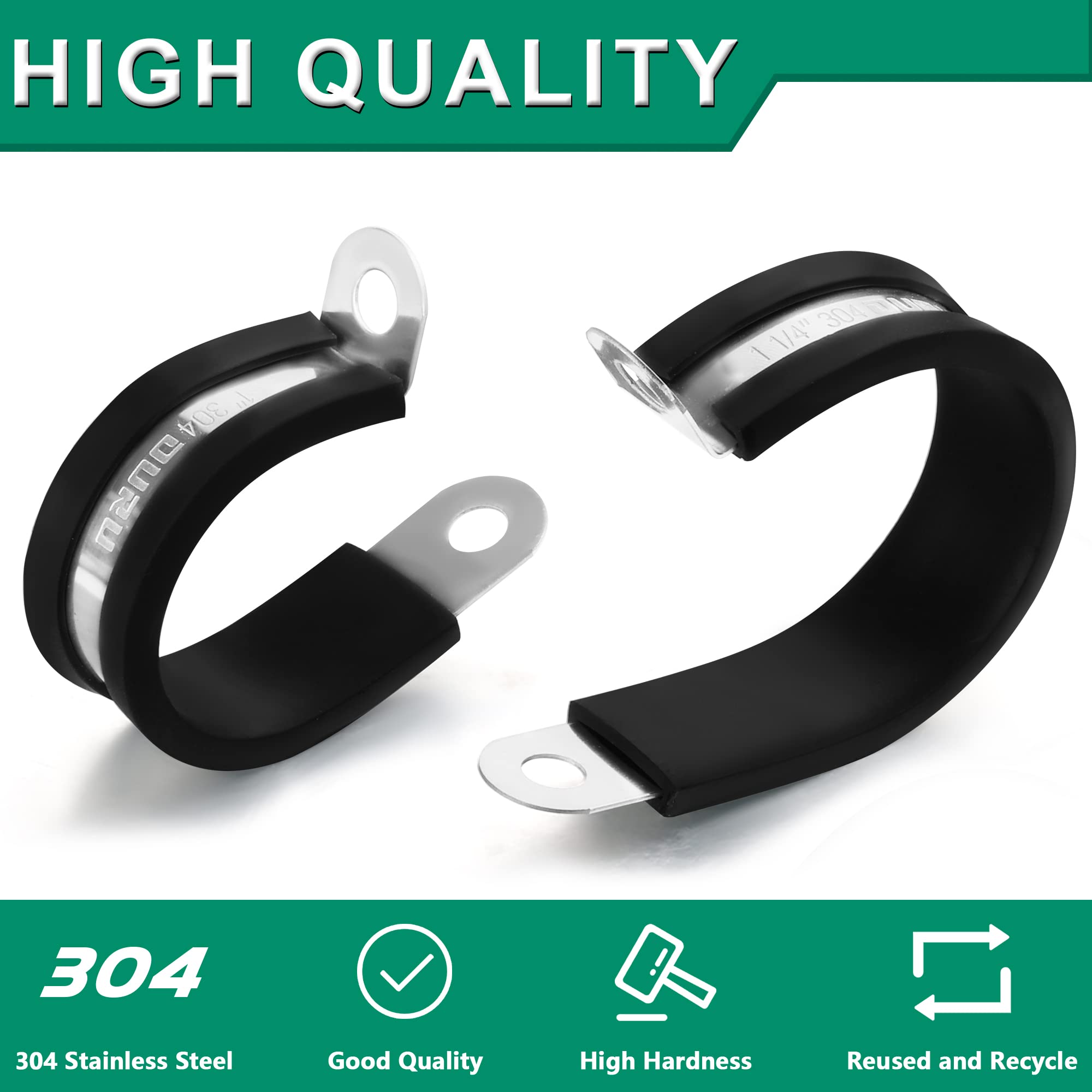 OURU 30pcs 1/2 Inch Stainless Steel Cable Clamps,Rubber Coated Cushioned Insulated Cable Clamp,Automotive Cable Wire Clamps,Pipe Clamps,Metal Clamp for Tube,Lines,Wire Cord Installation(Black,13mm)