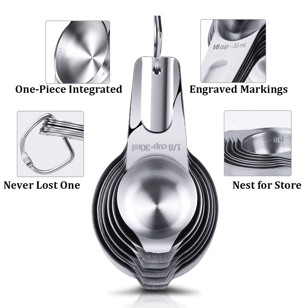 Measuring Cups Stainless Steel 7 Piece Stackable Set for Dry or Liquid Ingredients Measurement - Kitchen Gadgets & Utensils Metal Measuring Cups Best for Cooking & Baking…