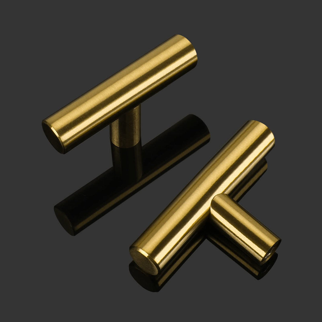 homdiy 10 Packs Gold Cabinet Knobs Kitchen Cabinet Handles- Brushed Brass Drawer Knobs Gold Knobs for Dresser Drawers Handle