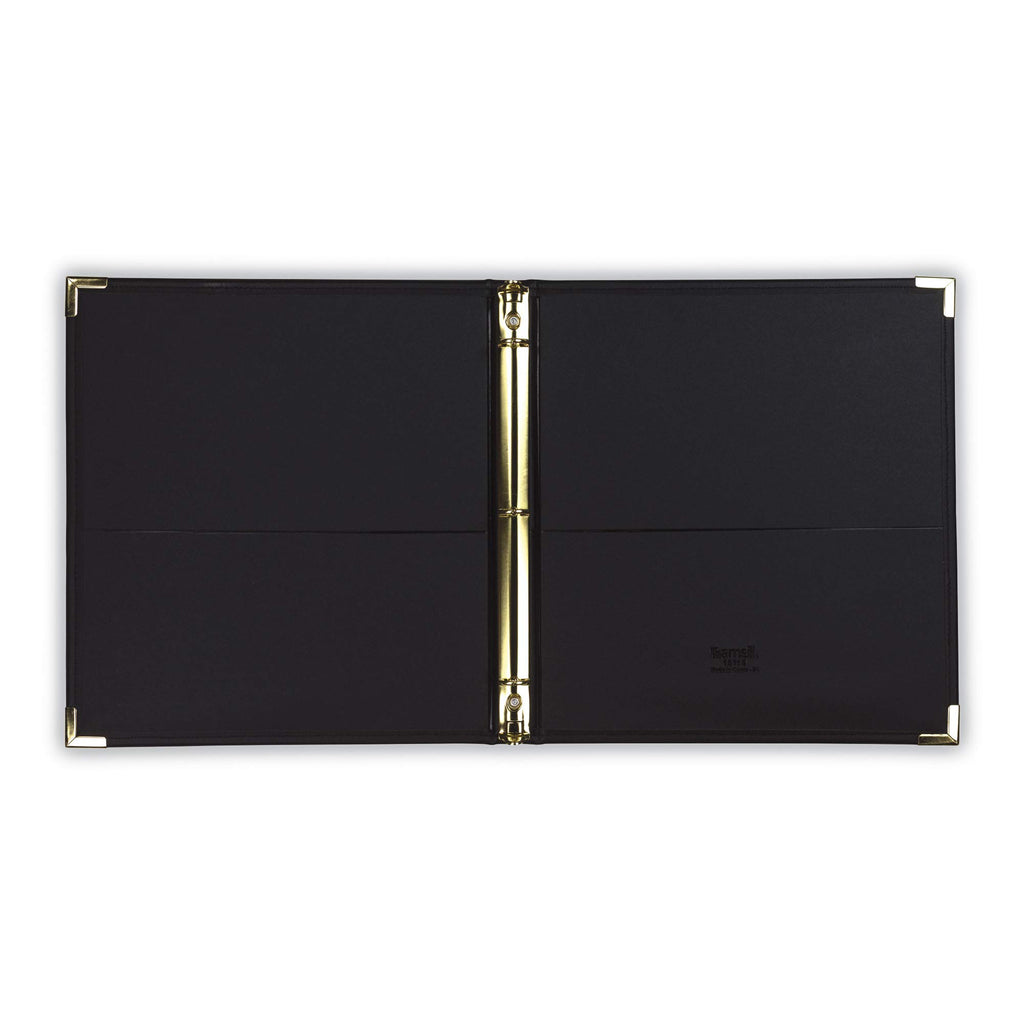 Samsill Classic Collection Leather 3 Ring Binder, Executive Presentation Portfolio, 0.5 Inch (Holds 100 Sheets), Brass Round Ring, Black
