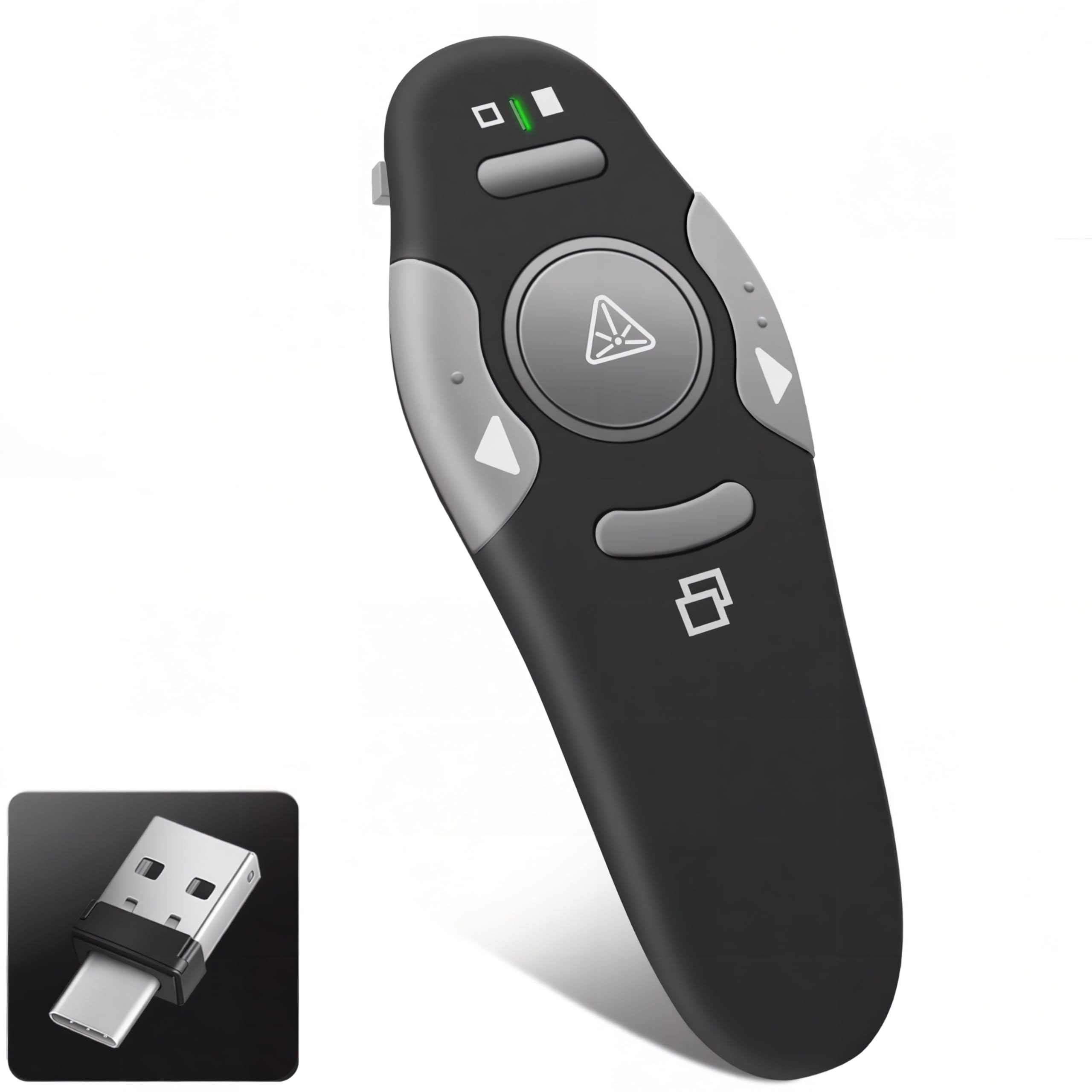 KUIYN Presentation Clicker Remote, Type C&USB Wireless Presenter, PowerPoint Clicker, Slide Advancer Control for Mac︱ Windows︱ Laptop, Support PPT︱Keynote︱Google Slides