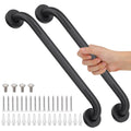 2 Pack 16 Inch Shower Grab Bars for Seniors Bathroom, Black Stainless Steel Safety Support Handles for Shower, Anti Slip Grab Bar for Bathroom, Handicap Elderly Injury Pregnant Assist Bath Handle