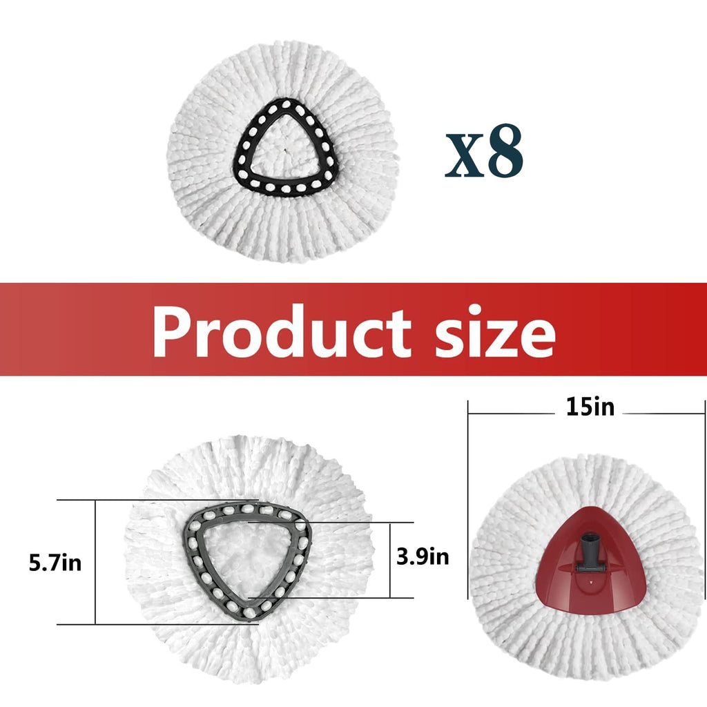 8Pack Spin Mop Head Refill, Universal 360°Mop Head Replacement for Vileda EasyWring Spin Mop, Microfiber Spin Mop Refills, Easy Cleaning Mop Head Replacement