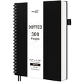 RETTACY Dotted Journal Notebook, 300 Pages, A4 Large Size (21 x 28 cm), 100 GSM Thick Paper, Flexible Plastic Cover, Spiral-bound, for Journaling, Planning, Tracking (Black)