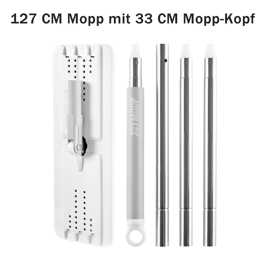 JOYMOOP Flat Mop, Microfiber Mops for Floor Cleaning and Wall Cleaner, 50" Mop Handle with Flexible 13" Flat Head with a Microfiber Mop Pad - White
