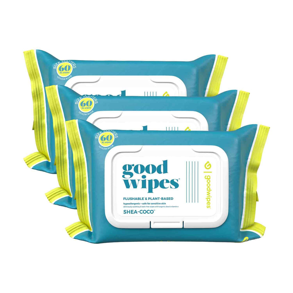 Down There Flushable Feminine Cleansing Wipes | Shea-Coco | 60 Count | 3 Pack | pH-Balanced Alcohol-Free paraben Free Hypoallergenic Safe for Sensitive Skin