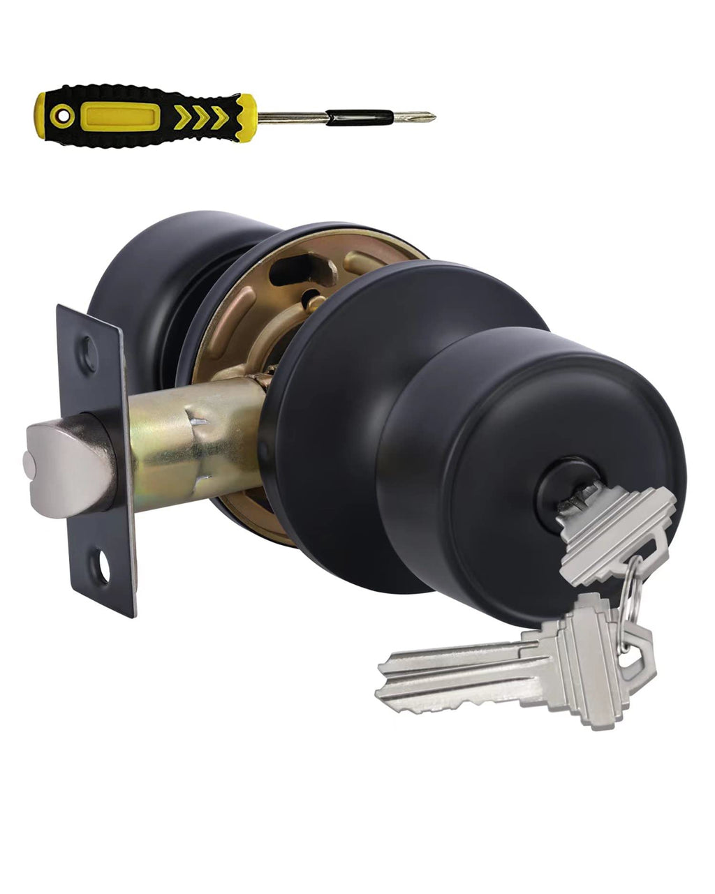 Lanwandeng Keyed Alike Entry Door Knob with Lock, Matte Black Door knobs with Lock for Bedroom/Bathrooom, Exterior/Entrance Door Lock