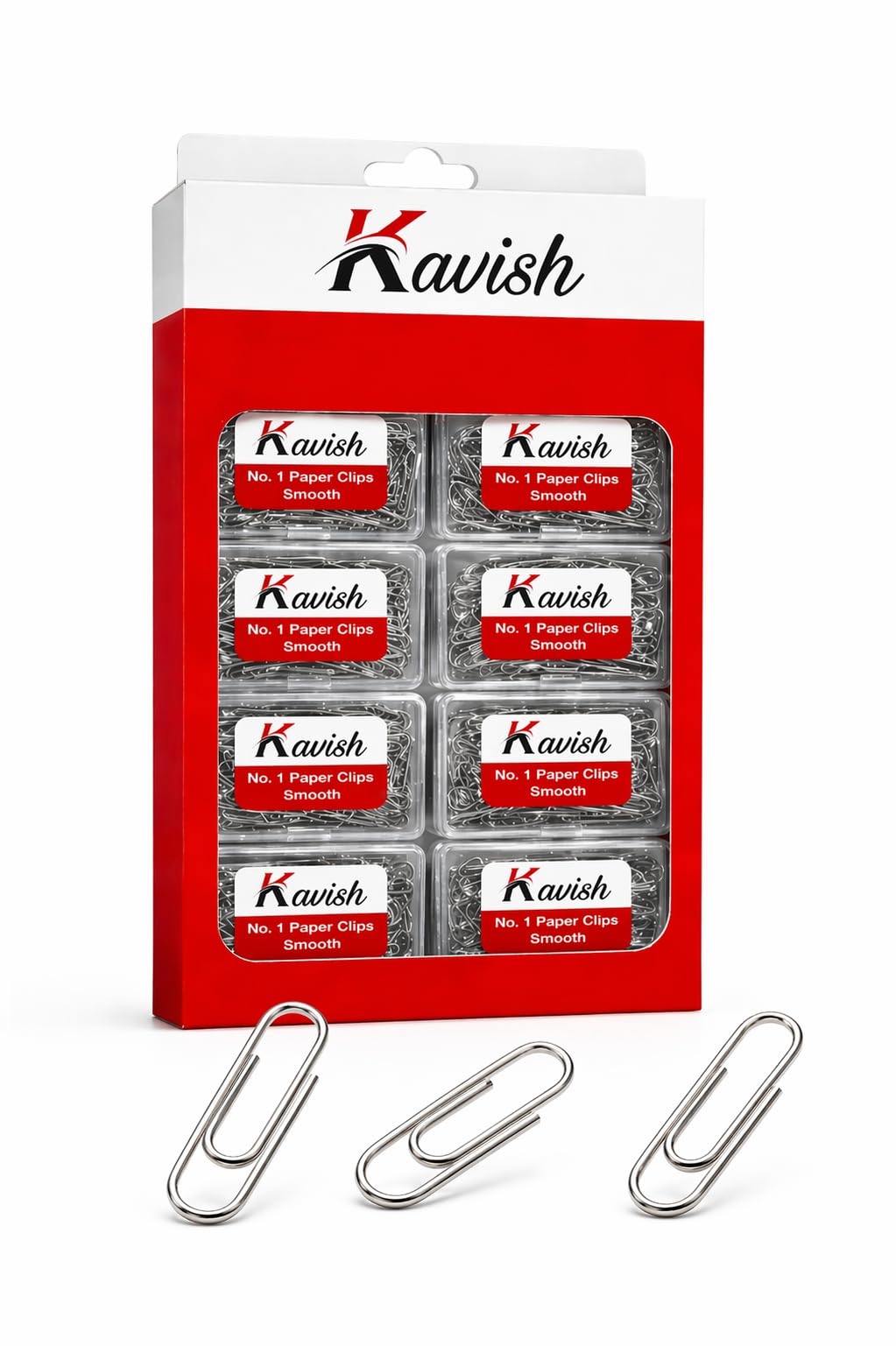 1000 Count Kavish No.1 Paper Clips – 1(10 Boxes x 100) Smooth Steel Wire, Rust-Resistant, 33–35 mm Office Paperclips for Home, School & Workplace