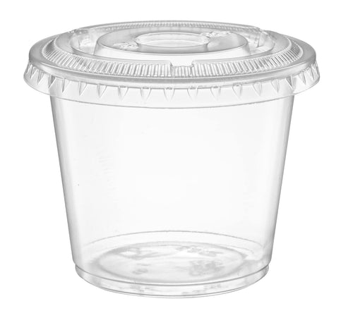 5 oz - 100 Sets Clear Diposable Plastic Portion Cups With Lids, Small Mini Containers For Portion Controll, Meal Prep, Sauce Cups, Slime, Medicine, Dressings, Crafts, Disposable Souffle Cups