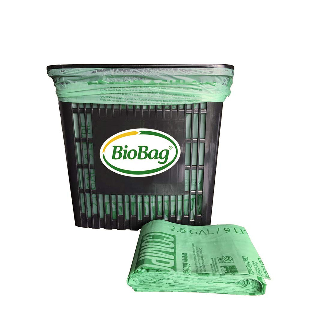 BioBag (USA), The Original Compostable Bag, 2.6 Gallon, 100 Total Count, 100% Certified Compostable Kitchen Food Scrap Bags, Kitchen Compost Bin Compatible