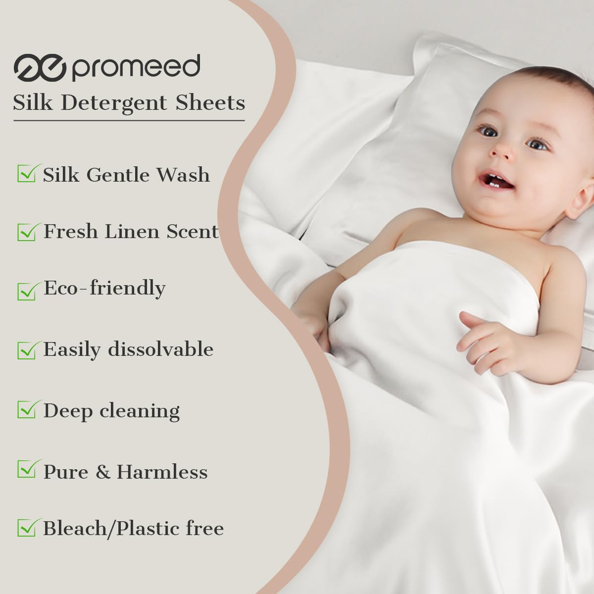 Promeed Silk Detergent Sheets,Laundry Detergent Sheets for Silk,Eco-friendly Plastic Free Non-sentizizing Gentle Silk Wash,Space Saving Easy to Carry and Use,Fresh Scent (60 Loads) 20 Sheets