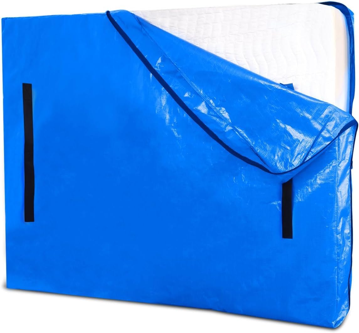 Mattress Bag for Moving, Extra Thick King Mattress Moving Bag with 8 Strong Carrying Handles,Heavy Duty Mattress Bag with Zipper,Reusable Waterproof Mattress Cover Mattress Protector - King Size