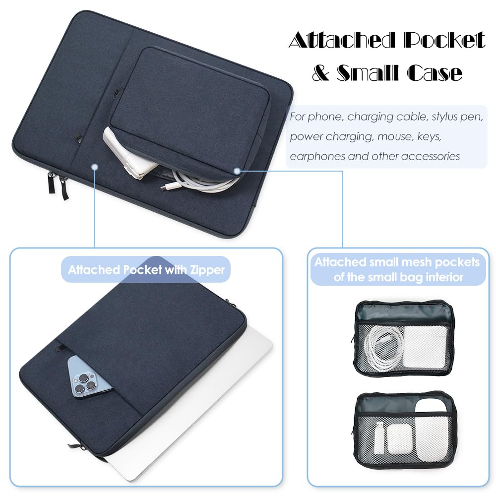 ProElife 13-Inch Laptop Sleeve Case for 2026-2022 MacBook Air 13.6 inch M5 M4 & MacBook Neo 13'' A18 Pro, Pro 13'' M2 Accessory Traveling Carrying Case Bag Cover with Small Bag (Navy Blue)