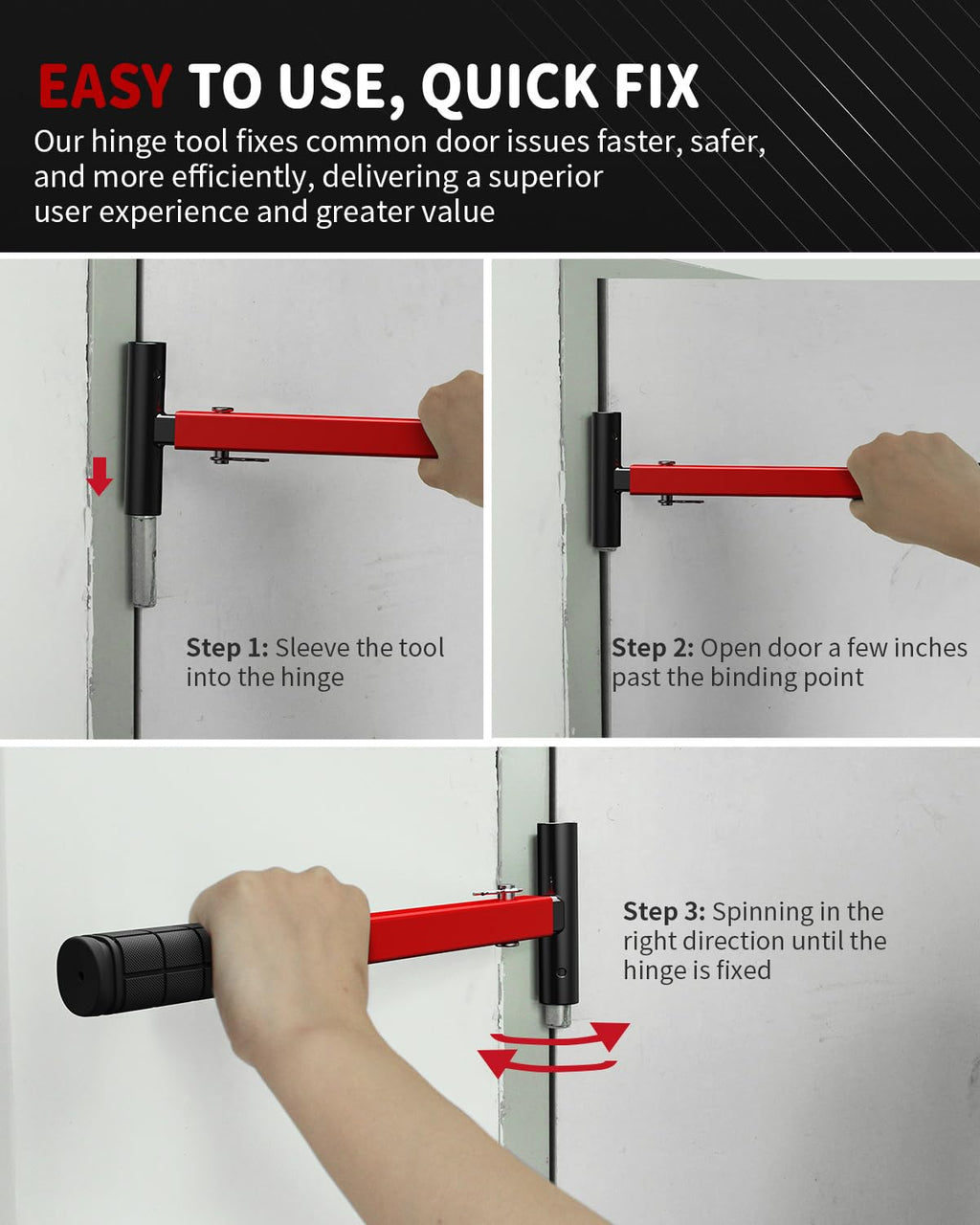 ZOMIYU 4 in 1 Door Hinge Adjustment Tool, Multi-Size Heavy Duty Bender with Rubber Handle, Hinge Wrench, Door Gap Adjustment Tool for Residential and Commercial Use