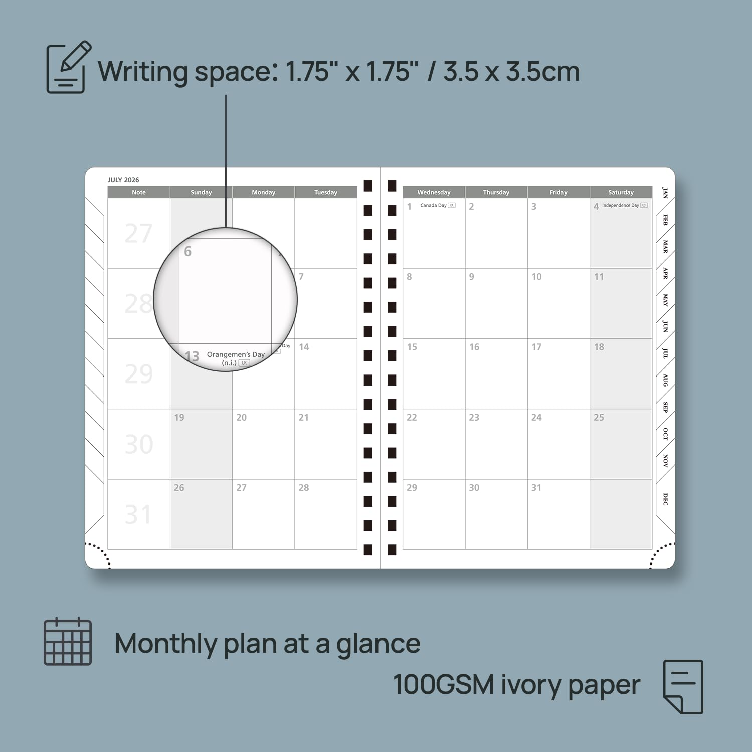 POPRUN 2026 Agenda [Medium-8.5" x 6.25" Wire-Bound Hard Cover] - Daily Weekly and Monthly Planner 2026 with Hourly Schedule, Vertical Weekly Layout, Monthly Tabs - Violet