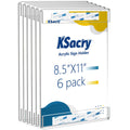 KSacry 6 Pcs Acrylic Sign Holder 8.5 x 11, Vertical Wall Mount Sign Holders with 3M Adhesive, Clear Plastic Frames Paper Display Sign Holders for Office, Home, Store, Restaurant - No Drilling